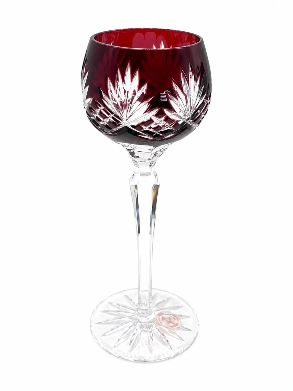 Ajka Crystal Caroline Cut-to-Clear Wine Goblets Set of 4 Vintage Hungary